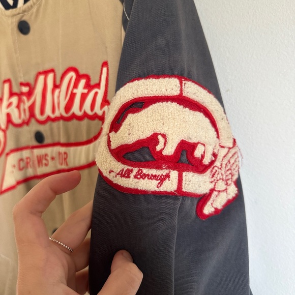 Ecko Unlimited Varsity Bomber Jacket 100% Cotton Canva Patched L Vintage USA - Picture 7 of 15